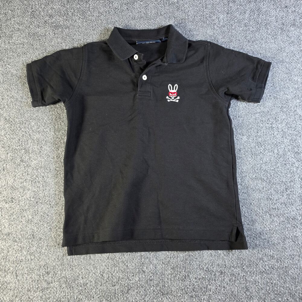 Psycho Bunny Kids/Boys Black Polo Shirt Size 10-12 Medium